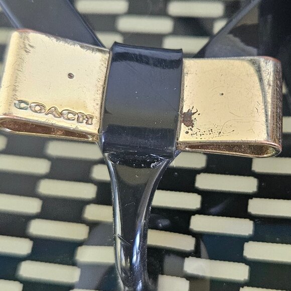 COACH New York Landon Black Thong Jelly Flip Flops Sandals with Gold Bow Size 7 - Picture 4 of 11